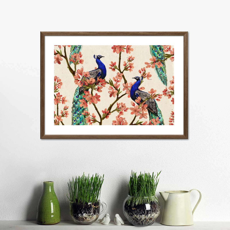 Royal Blue Peacocks Wall Art