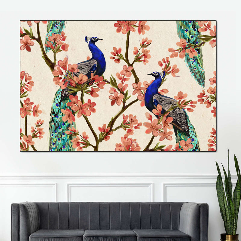 Royal Blue Peacocks Wall Art