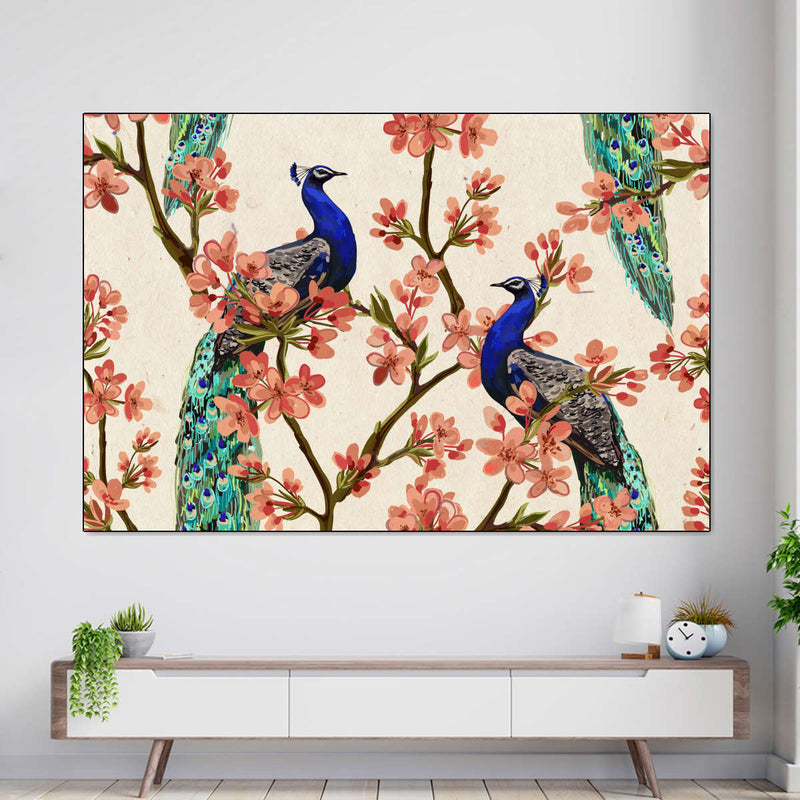 Royal Blue Peacocks Wall Art