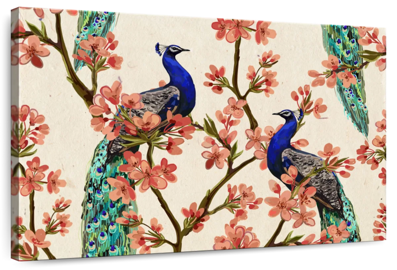 Royal Blue Peacocks Wall Art