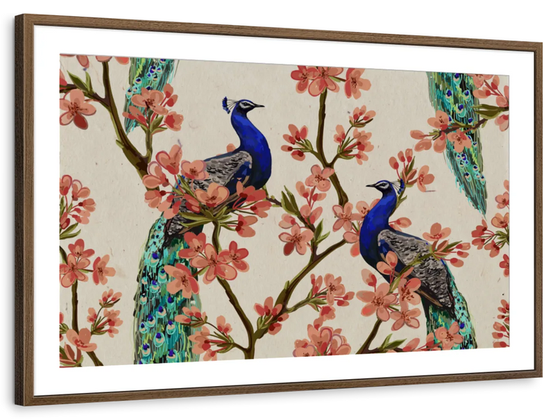 Royal Blue Peacocks Wall Art