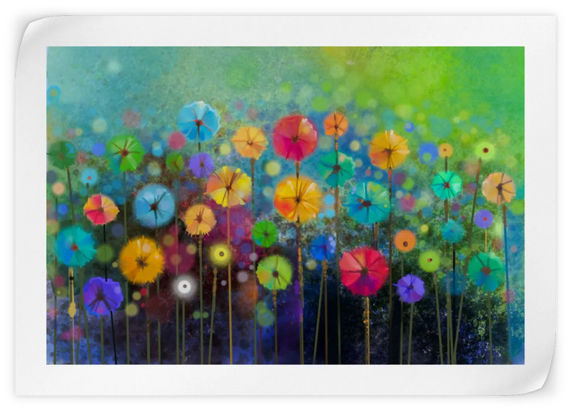 Rainbow Flowers Wall Art