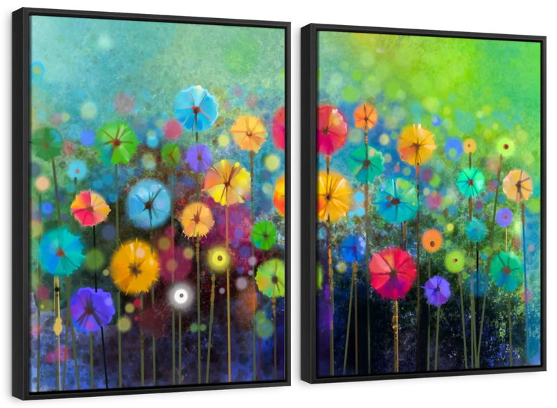 Rainbow Flowers Wall Art