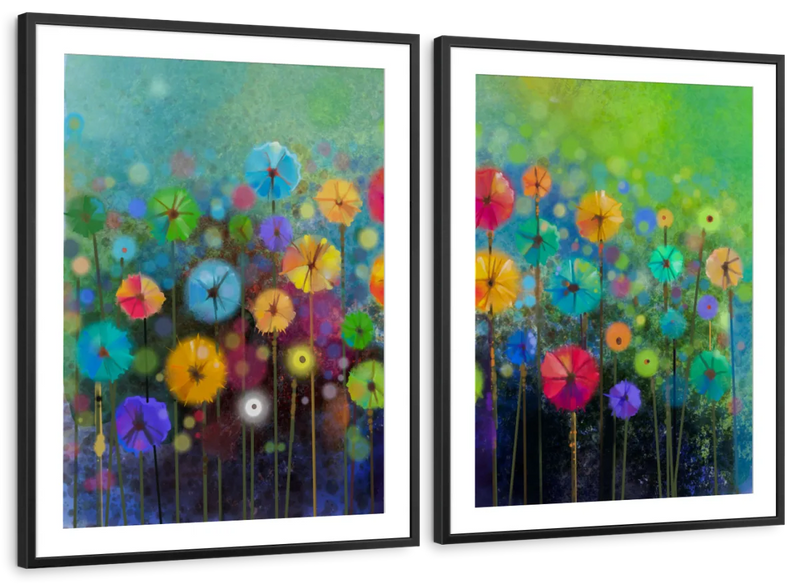 Rainbow Flowers Wall Art