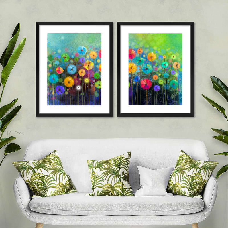 Rainbow Flowers Wall Art