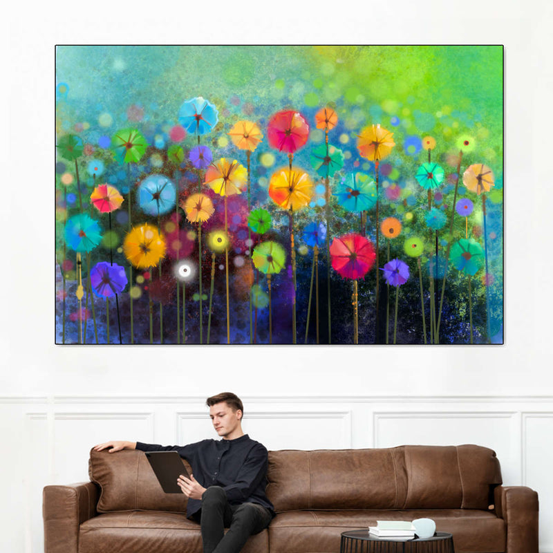 Rainbow Flowers Wall Art