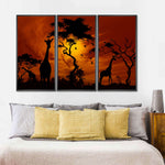 Silhouetted African Giraffes Wall Art