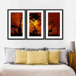 Silhouetted African Giraffes Wall Art