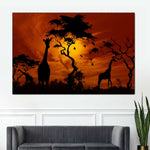 Silhouetted African Giraffes Wall Art