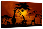 Silhouetted African Giraffes Wall Art