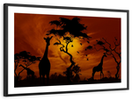 Silhouetted African Giraffes Wall Art