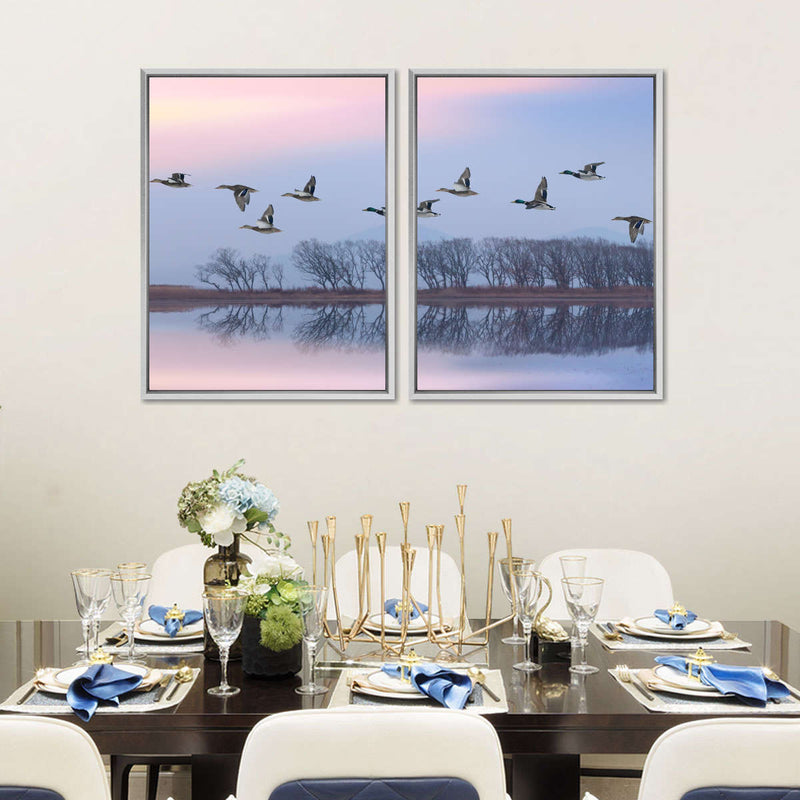 Pink Sky Over Ducks Wall Art