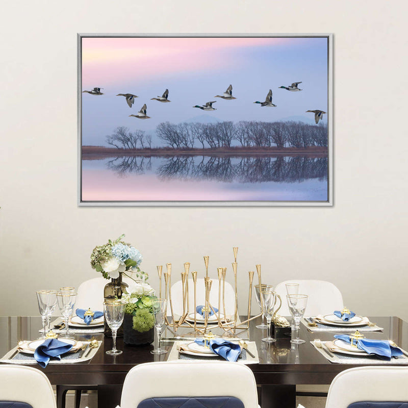 Pink Sky Over Ducks Wall Art