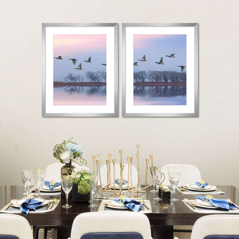 Pink Sky Over Ducks Wall Art