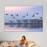 Pink Sky Over Ducks Wall Art