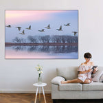 Pink Sky Over Ducks Wall Art