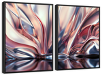 Pink And Silver Abstract Wall Art