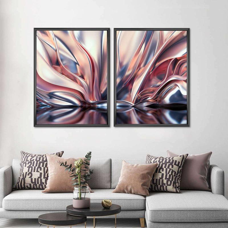 Pink And Silver Abstract Wall Art