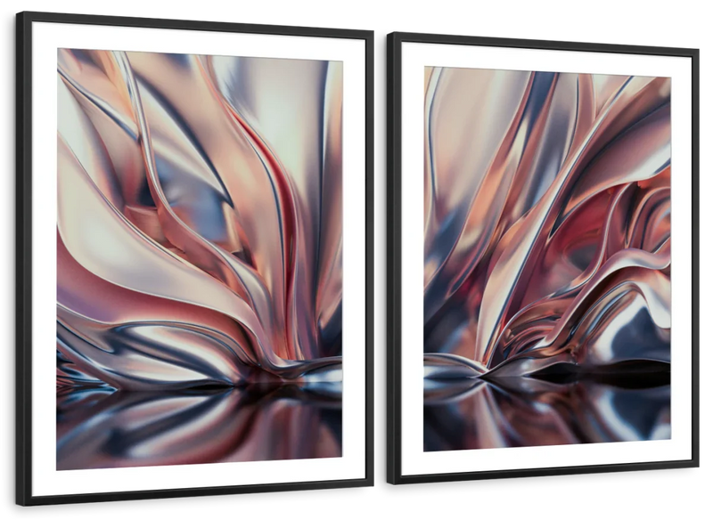 Pink And Silver Abstract Wall Art
