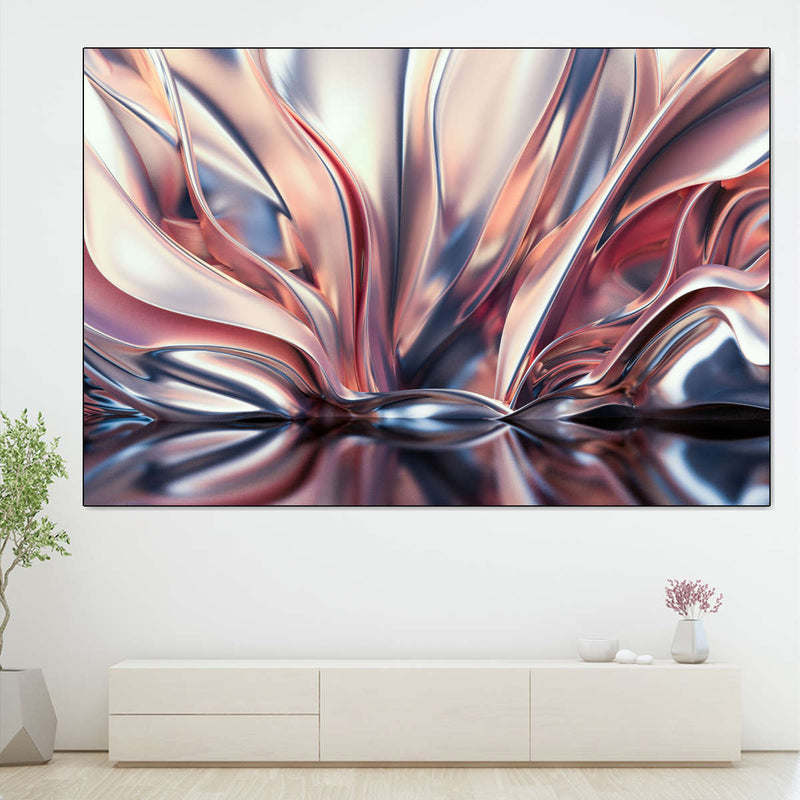Pink And Silver Abstract Wall Art