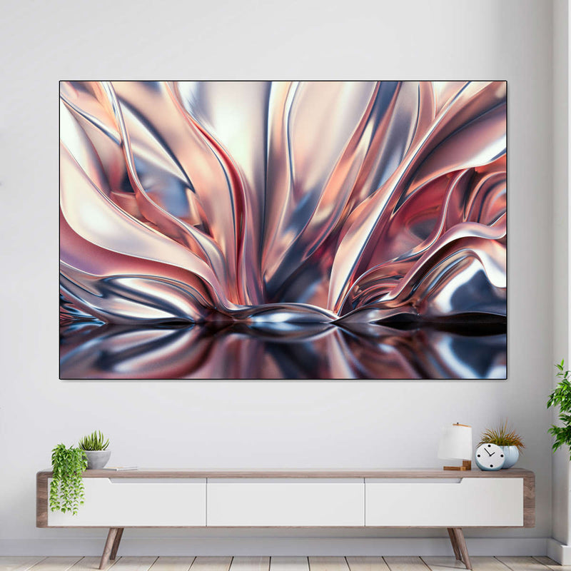 Pink And Silver Abstract Wall Art
