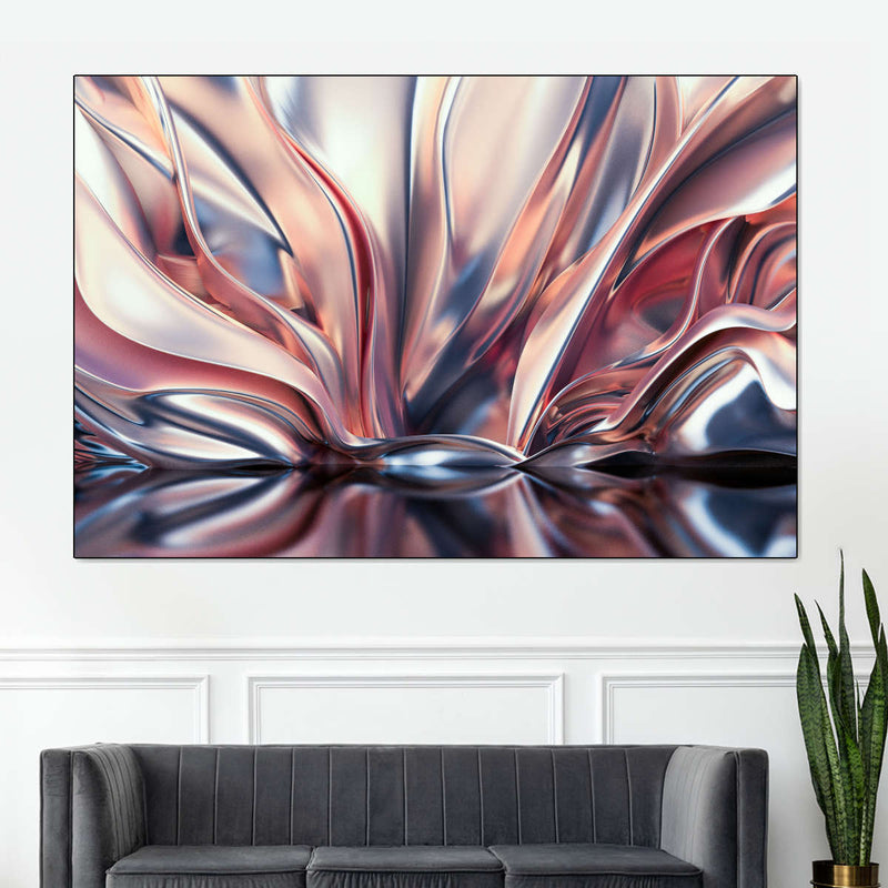 Pink And Silver Abstract Wall Art