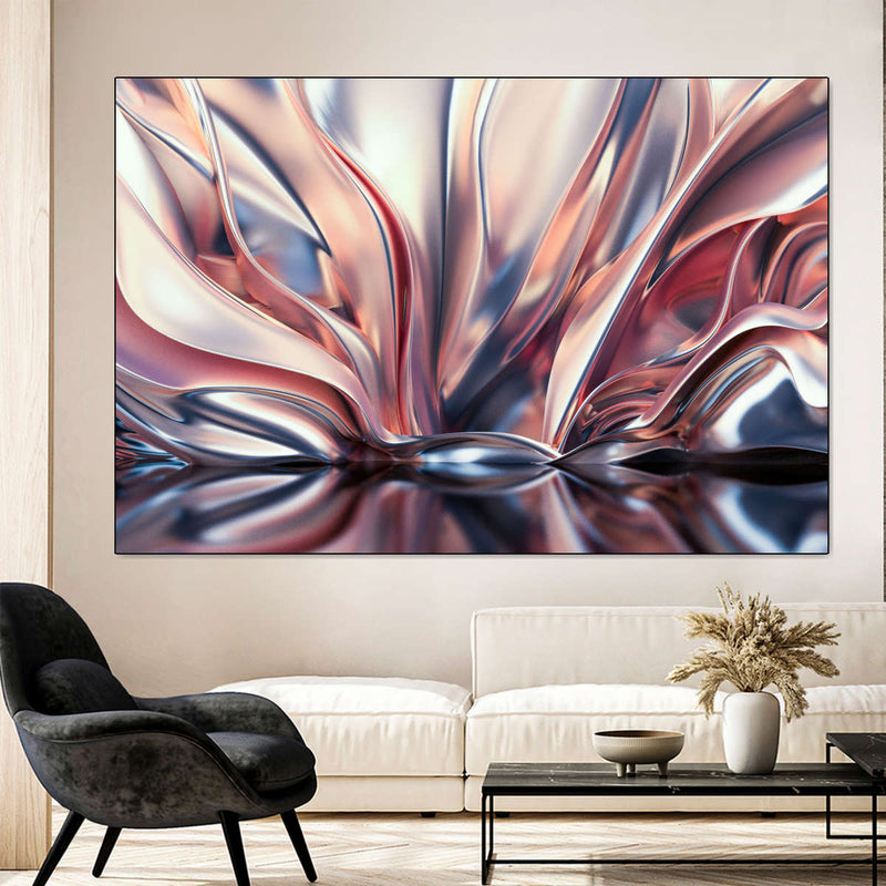 Pink And Silver Abstract Wall Art