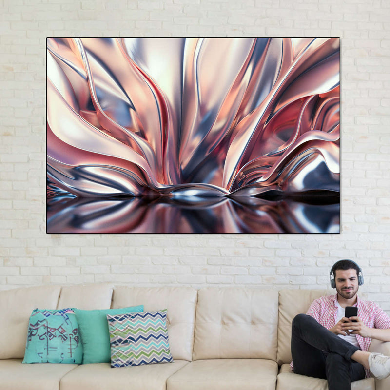 Pink And Silver Abstract Wall Art