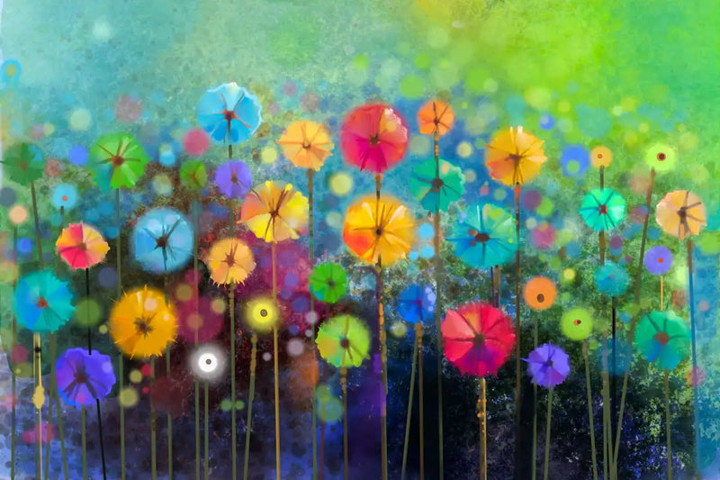 Rainbow Flowers Wall Art