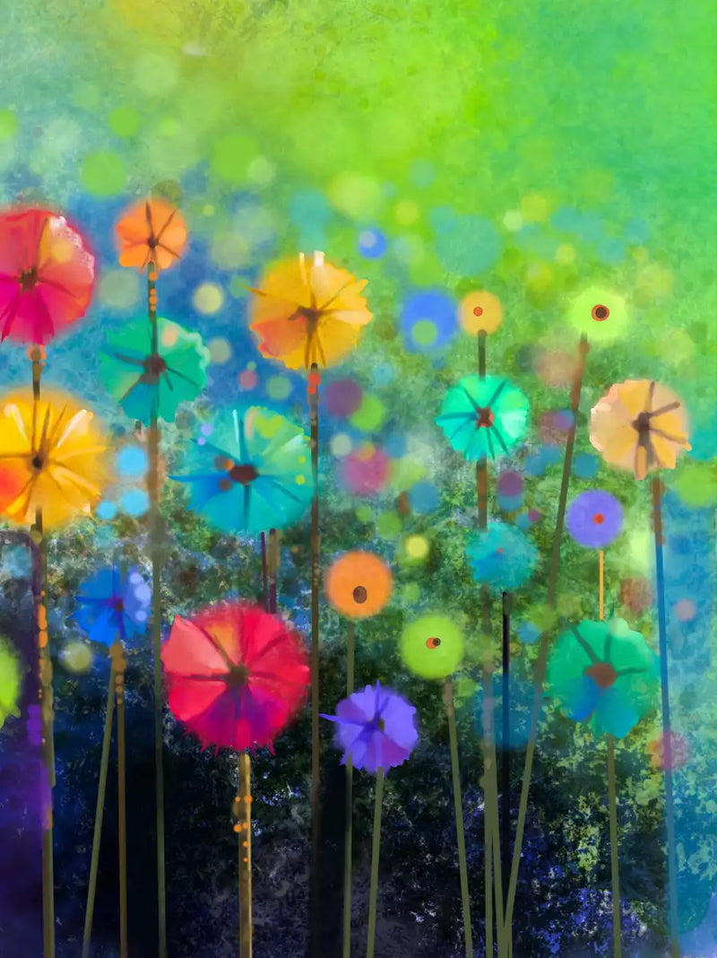 Rainbow Flowers Wall Art