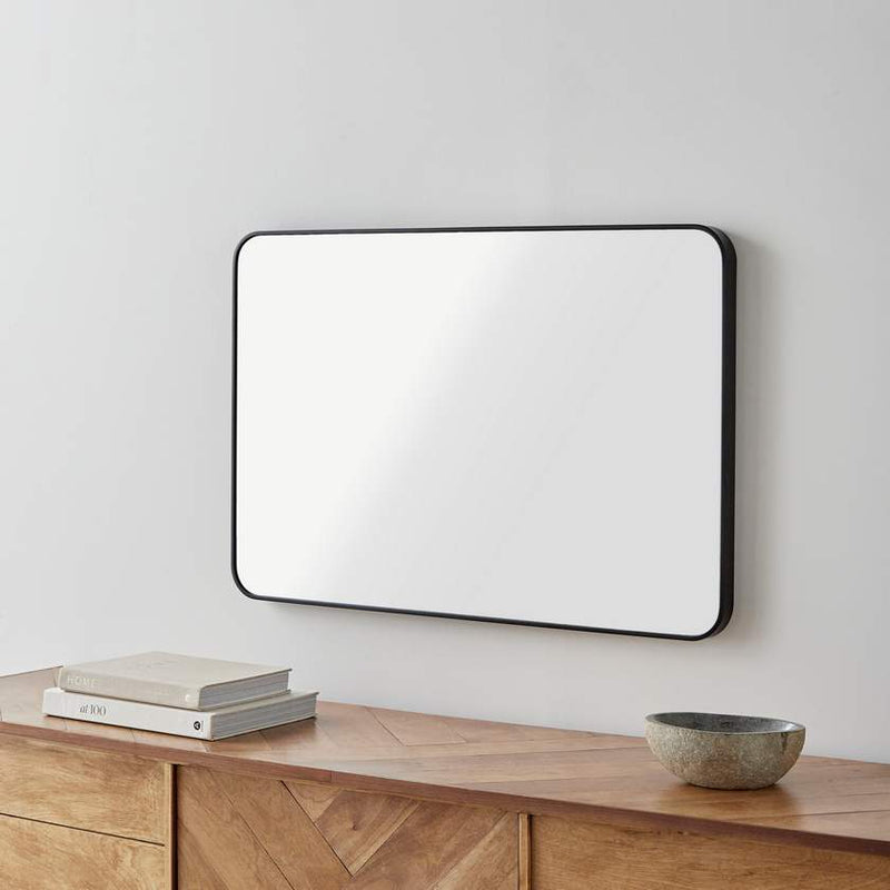 Renna Modern Black Wall Mirror