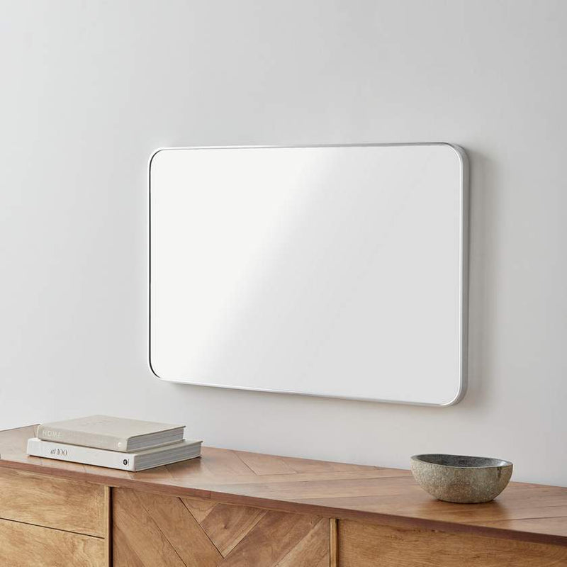 Renna Modern Metallic Silver Wall Mirror