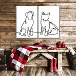 One Line Dog And Cat Wall Art