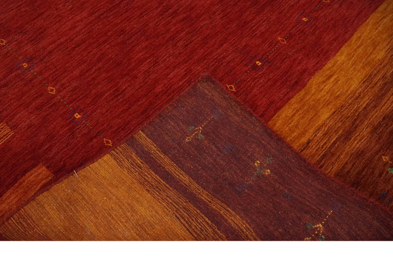 5x8 Red, Gold and Brown Wool Hand Woven Southwestern Lori Gabbeh Rug | KNT28
