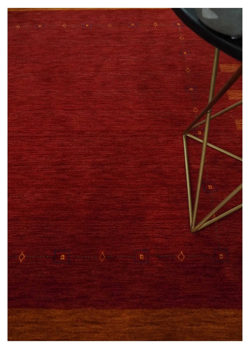 5x8 Red, Gold and Brown Wool Hand Woven Southwestern Lori Gabbeh Rug | KNT28