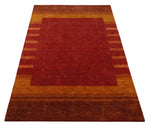 5x8 Red, Gold and Brown Wool Hand Woven Southwestern Lori Gabbeh Rug | KNT28