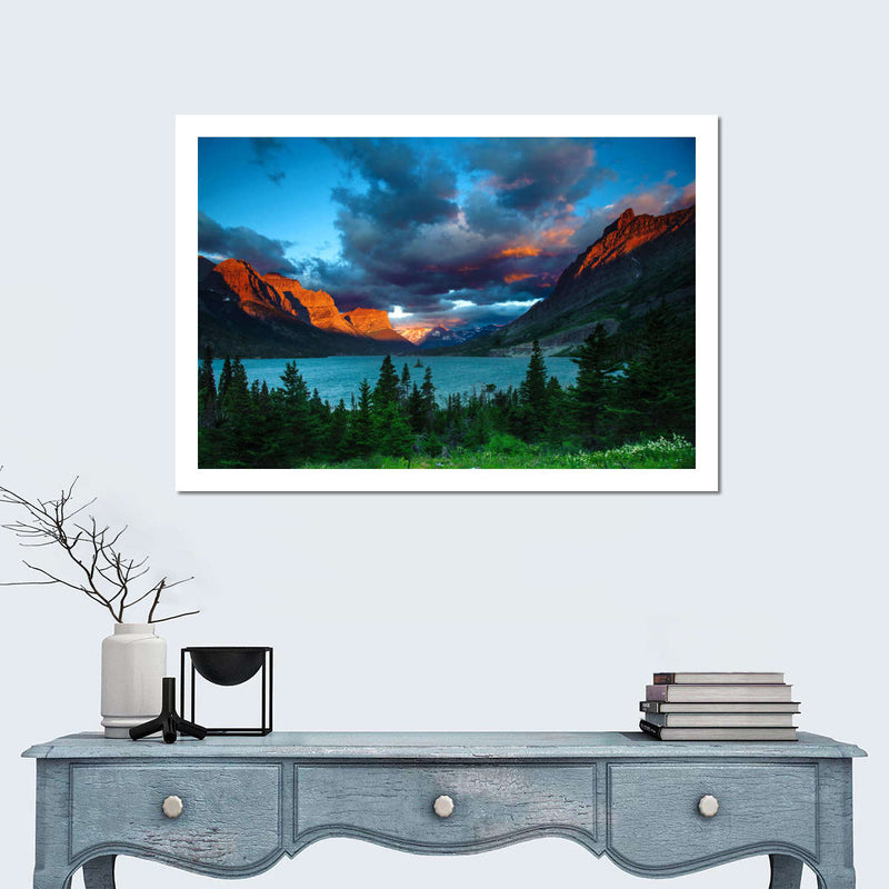 St. Mary Lake Dramatic Sunrise Wall Art