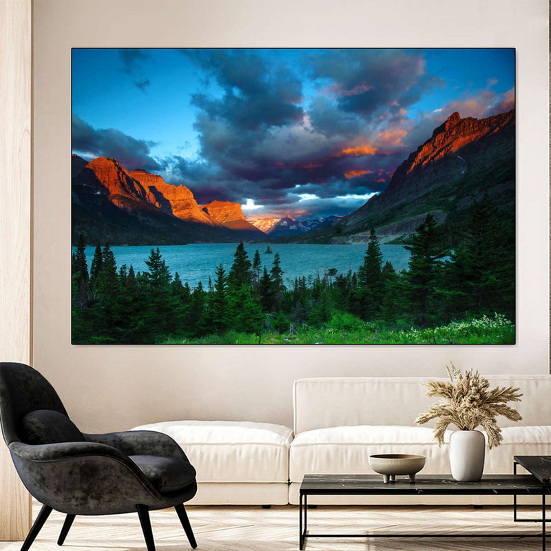 St. Mary Lake Dramatic Sunrise Wall Art