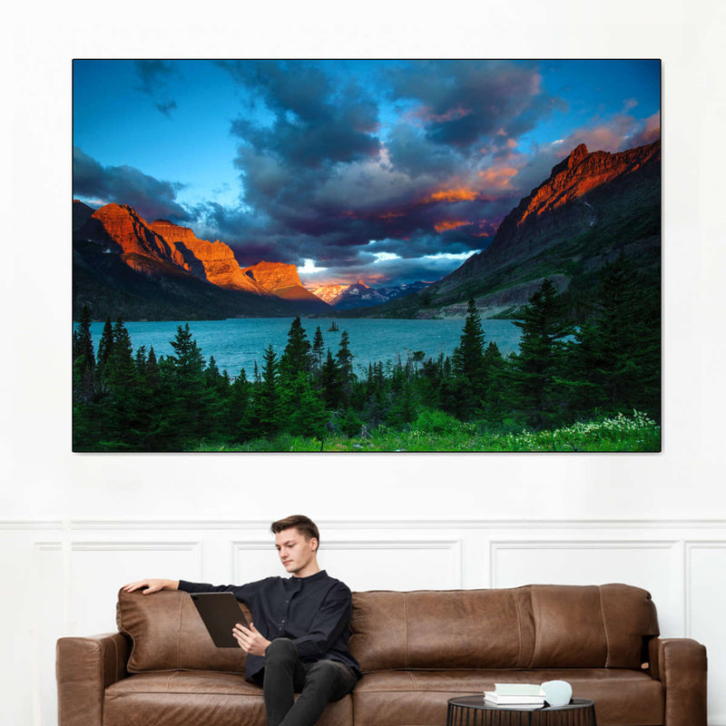 St. Mary Lake Dramatic Sunrise Wall Art