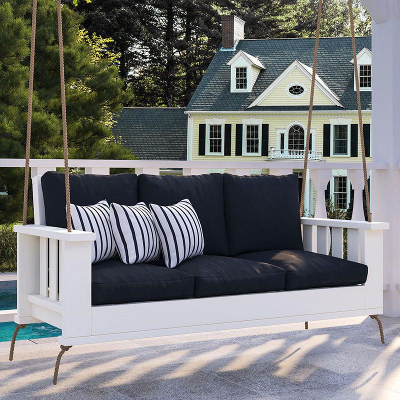 Breezy Acres Rockford Daybed Swing Package with Included Cushions, Lounge, Tricorn Black Paint