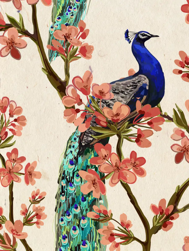 Royal Blue Peacocks Wall Art