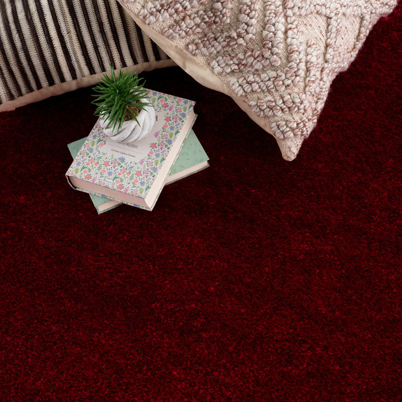 Heavenly Solid Red Plush Rug