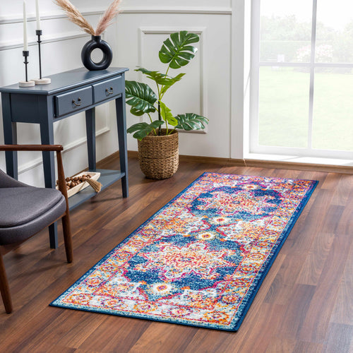 Istanbul Medallion Blue & Orange Area Rug