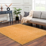 Heavenly Solid Mustard Plush Rug