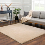 Heavenly Solid Dark Beige Plush Rug