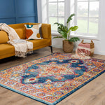 Istanbul Medallion Blue & Orange Area Rug