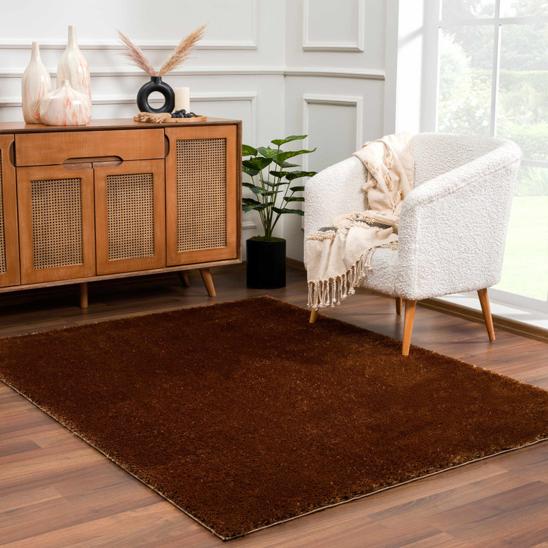 Heavenly Solid Brown Plush Rug