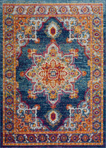 Istanbul Medallion Blue & Orange Area Rug