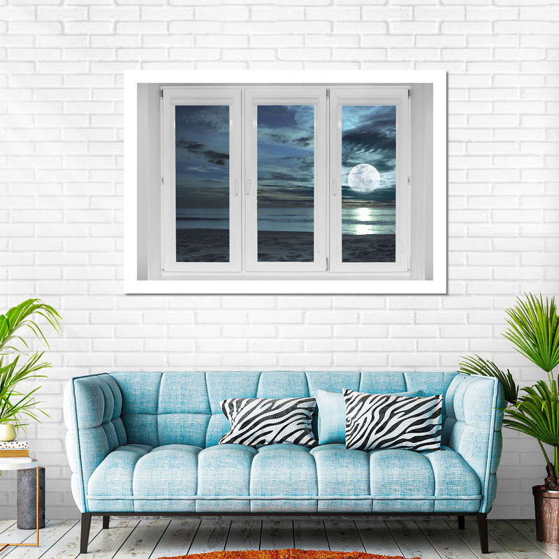 Window To Moonlit Beach Wall Art