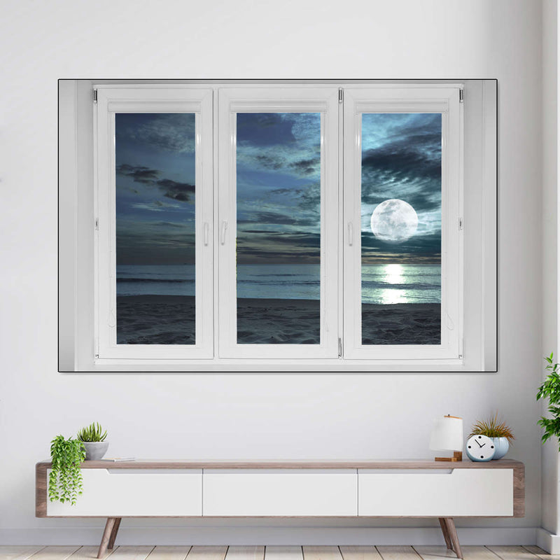 Window To Moonlit Beach Wall Art